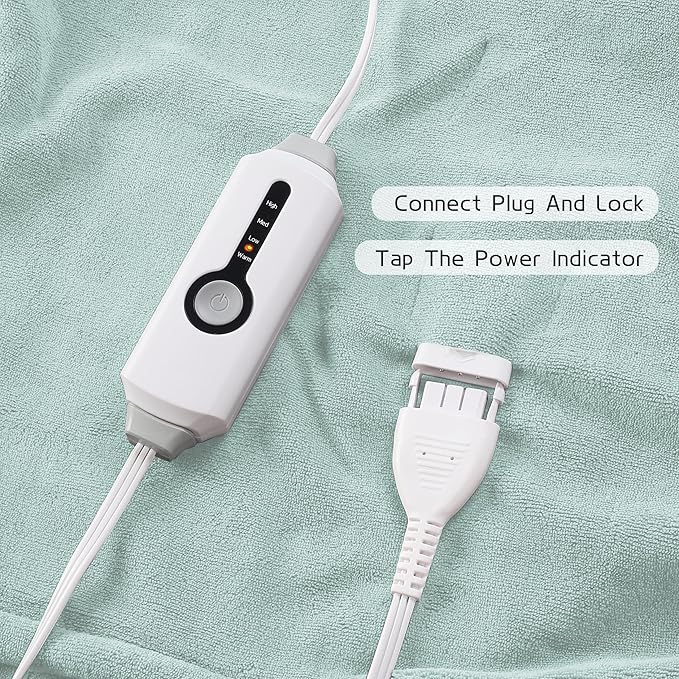 Electric Heated Blanket 72"x84" Full Size, Soft Coral Fleece with 4 Heating Levels and 10 Hours Auto-Off, Machine Washable, Cozy Plush Fabric for Home, Mint Green