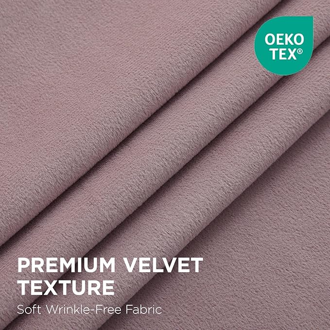 Joydeco Rose Pink 100% Blackout Curtains 96 Inch 2 Panels, Luxury Thermal Pink Velvet Curtains for Bedroom Living Room, Soundproof Blackout Window Drapes, Rod Pocket & Back Tab (52W x 96L)