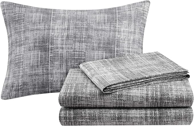 Madison Park Essentials Queen Comforter Set, Bed in a Bag Queen, Watercolor Print Coastal Comforter & Chambray Cotton Sheet Set, All Season Bedding Set, Saben, Taupe Queen (90 in x 90 in) 9 Piece