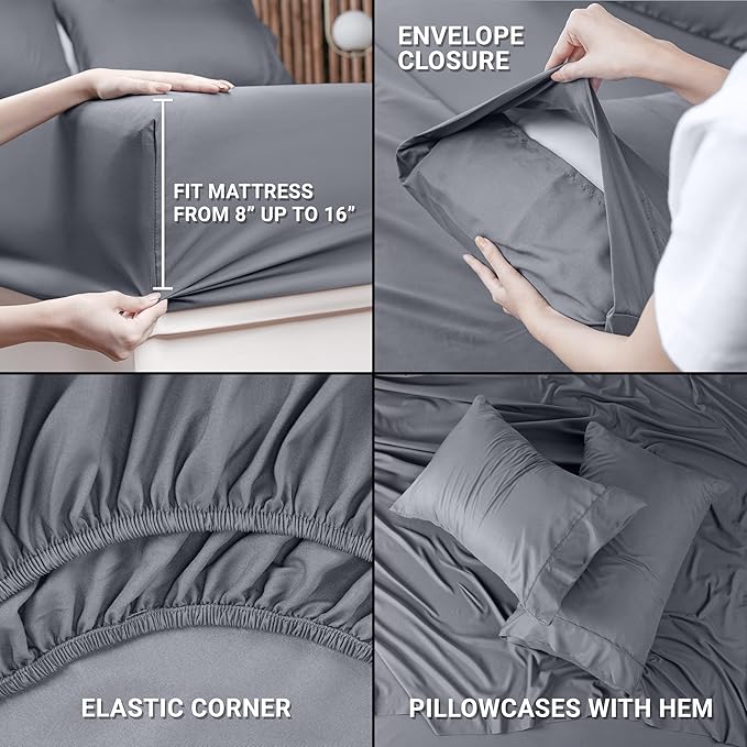Utopia Bedding Full Bed Sheets Set - Pack of 10 Sheet Sets - Perfect for Spa, Hotel, & Guest Bedroom - Brushed Microfiber - Shrinkage and Fade Resistant - Easy Care (Grey)
