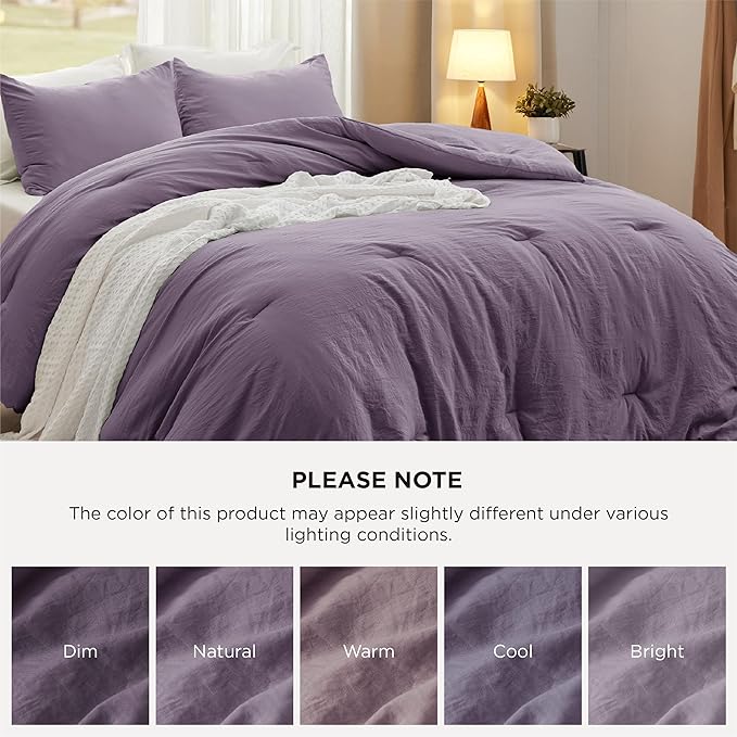 Bedsure Twin/Twin XL Comforter Set, Grayish Purple Soft Prewashed Bedding for All Seasons, 2 Pieces GentleSoft™ Down Alternative Bed Set, 1 Lightweight Comforter (68"x88") and 1 Pillowcase (20"x26")