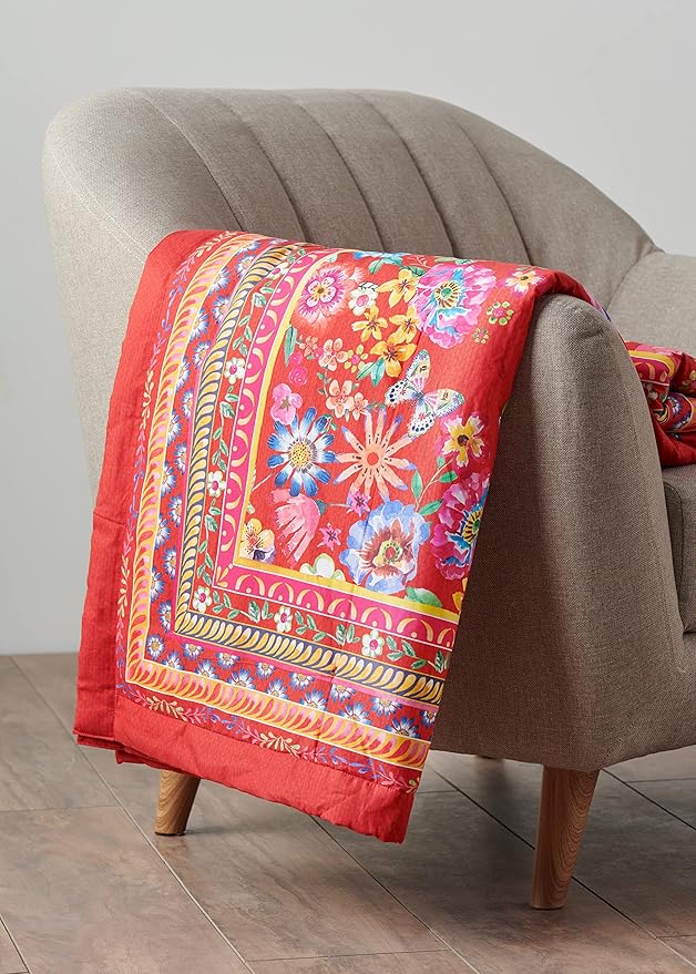 Maison d' Hermine Throw Blanket for Couch Lightweight Soft Warm Breathable Cotton Throw Blankets for Bed Girls Boys Women Men Gifts Sofa Travel Living Room Chair Bedding (50"x60", Happy Florals)