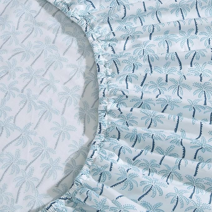 Tommy Bahama - King Sheet Set, Super Soft Cotton Percale Bedding with Matching Shams, Tropical Bedding Set, Oeko-Tex Certified (Palmtastic Blue, King)
