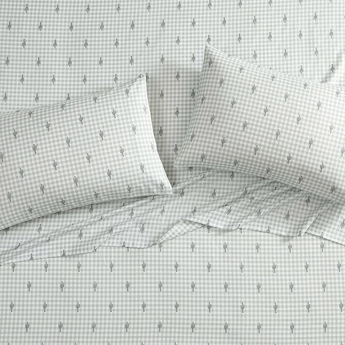 Wrangler - King Bed Sheets, Ultra-Soft & Lightweight Bedding with Matching Pillowcases, Lightweight Bed Set for All Season Comfort, Oeko-Tex Certified (Cactus Gingham Green)
