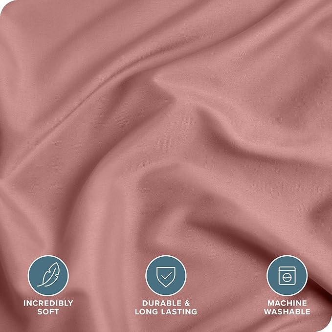 Bare Home Bedding Duvet Cover Extra Long Size - Premium 1800 Super Soft Collection - Lightweight, Cooling - Soft Breathable Bedding Duvet Cover (Twin/Twin XL, Dusty Rose)