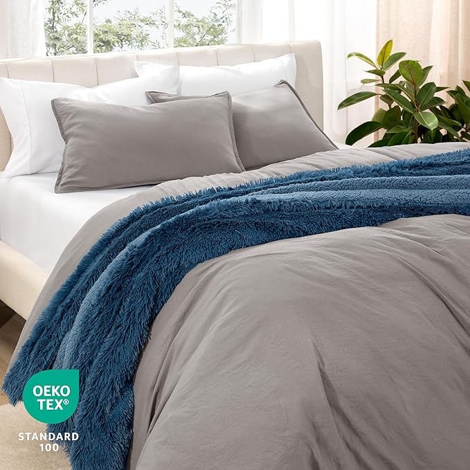 Bare Home Microfiber Duvet Cover Set - Ultra Soft Washed Microfiber - Full Size - Linen-Like Look - Easy Care - Breathable Fabric - Our Softest Duvet Cover Set (Full, Frost Grey)