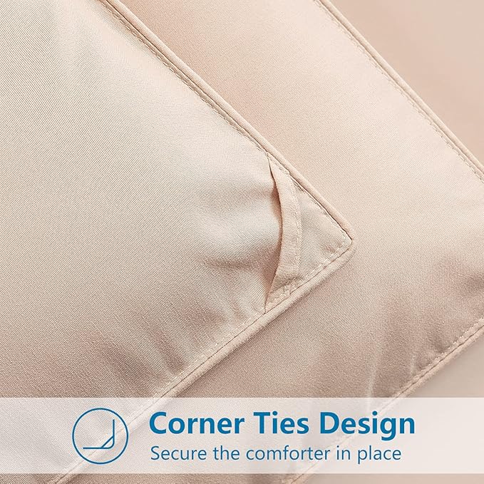 EASELAND Twin Size Down Alternative Comforter - Quilted Duvet Insert for All Seasons, Soft Lightweight with Corner Tabs, Summer Winter Warm Bedding, Beige 64×88 Inches