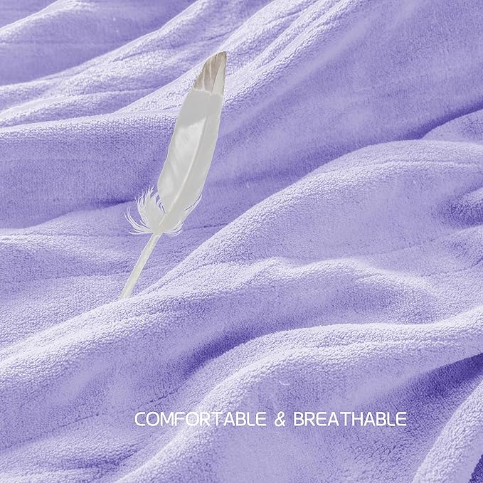 Electric Heated Blanket 90"x100" King Size, Soft Coral Fleece, Dual Controllers with 4 Heating Levels and 10 Hours Auto-Off, Machine Washable, Cozy Plush Fabric for Home, Light Purple