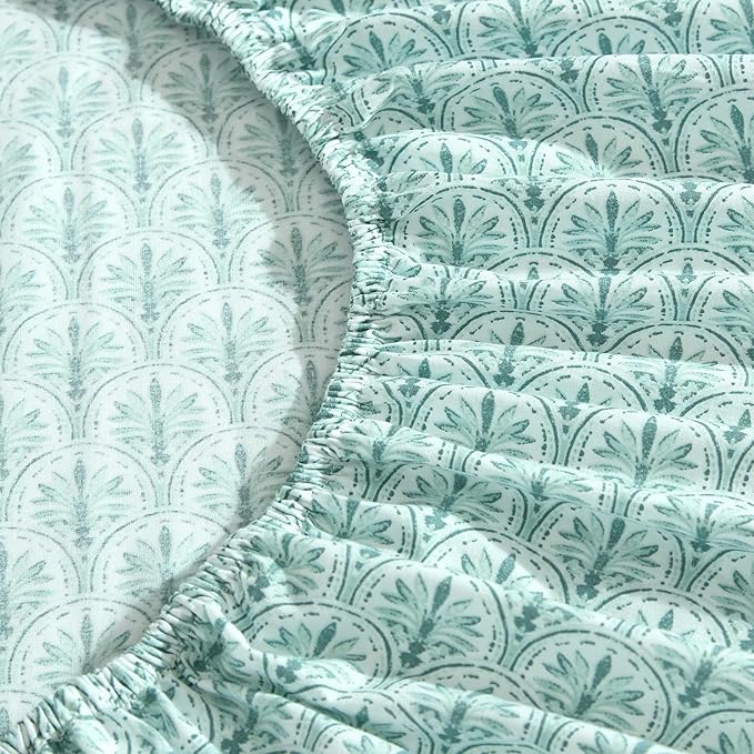 Tommy Bahama - Queen Sheet Set, Super Soft Cotton Percale Bedding with Matching Shams, Tropical Bedding Set, Oeko-Tex Certified (Coastal Batik Green, Queen)