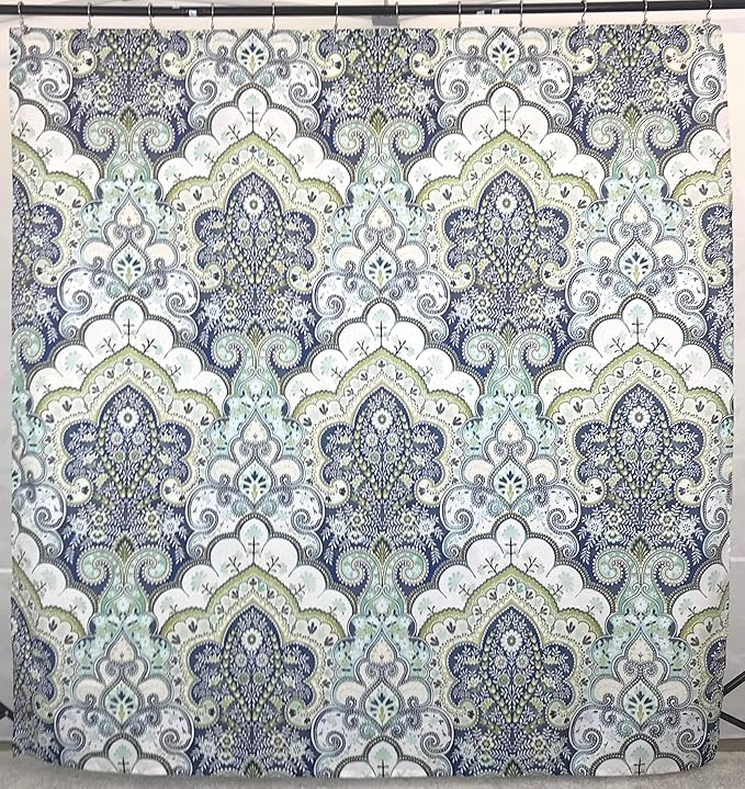 Serafina Home Hotel Quality Fabric Bathroom Shower Curtain: Floral Paisley Moroccan Damask (72 x 70 inches)