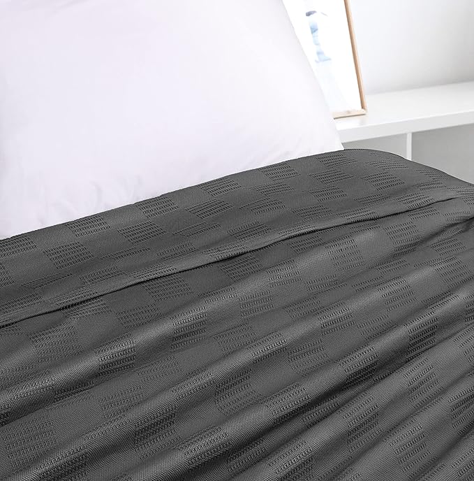 Utopia Bedding Smoke Gray 100% Cotton Blanket [King Size - 90x108 Inch] 350GSM Lightweight, Soft and Breathable Thermal Blanket for All Seasons