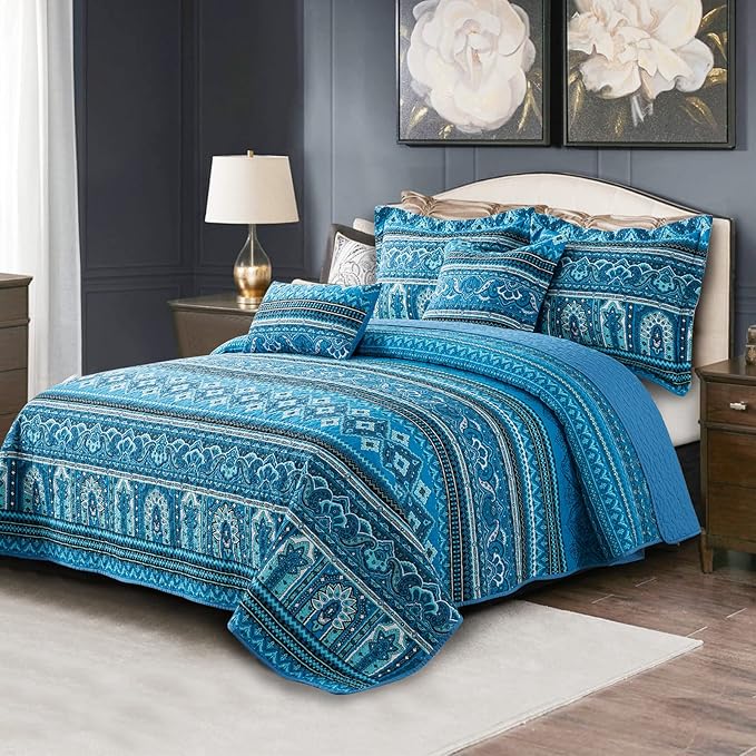 BEDIFANY Cotton Quilt King Size Sets, Lightweight King Bedspread Soft Quilted Reversible Coverlets Sets Boho Quilt King Set for Bed Decorations for All Seasons, 3 Pieces