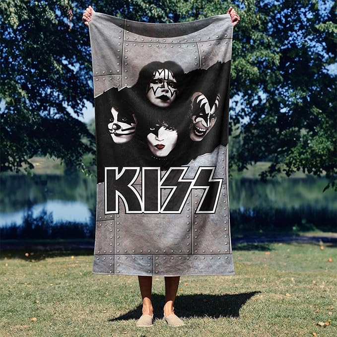 Northwest KISS Breakout Beach Towel, Rock and Roll Pool and Bath Towel, Soft and Absorbent, Quick Dry, 30 x 60 inches