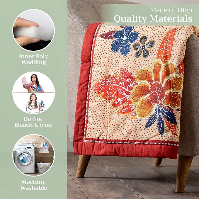 Maison d' Hermine Throw Blanket for Couch Lightweight Soft Warm Breathable Cotton Throw Blankets for Bed Girls Boys Women Men Gifts Sofa Travel Living Room Chair Bedding (60"x80", Kalahari)