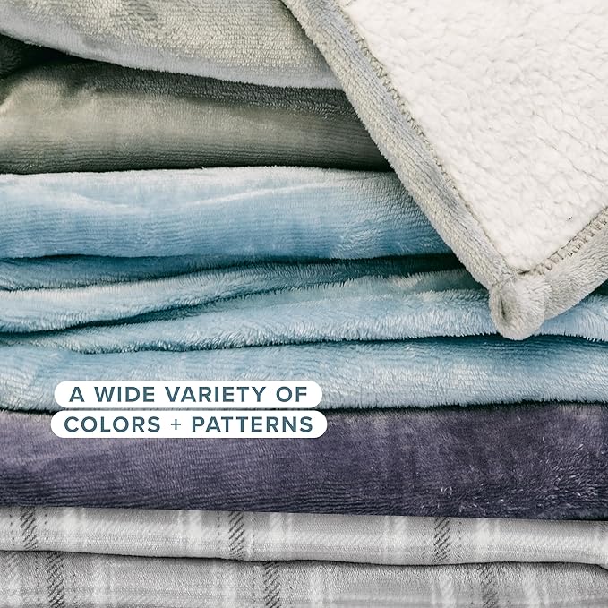 Bare Home Sherpa Fleece Blanket - Full/Queen Size - Blanket for Bed, Sofa, and Couch - Warm & Lightweight - Fluffy & Soft - Reversible (Full/Queen, Dark Blue)
