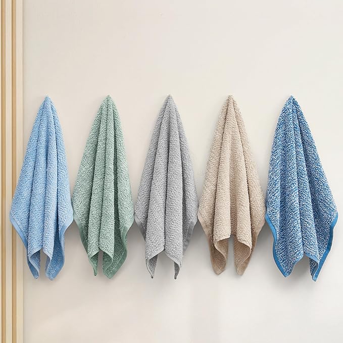 Lucky Brand Luxurious Boucle 6 Piece Bath Towel Set - (2) Bath Towels, (2) Hand Towels, and (2) Washcloths - Glacier Grey Premium Bathroom Towel Set