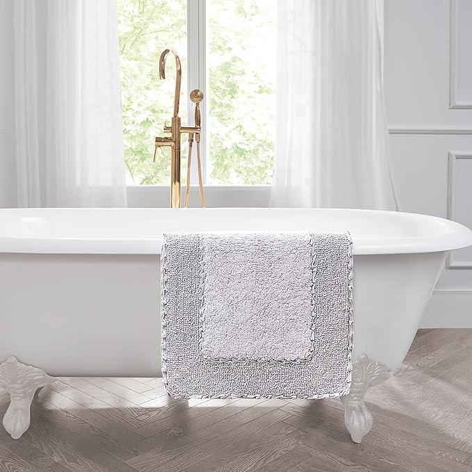 Laura Ashley Ruffle Border Purple 27"x 45" 100% Cotton Bath Rug