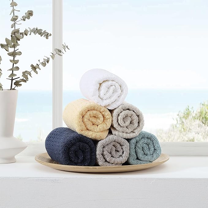Tommy Bahama- Hand Towel Set, Highly Absorbent Cotton Bathroom Decor, Low Linting & Fade Resistant (Northern Pacific White, 2 Piece)