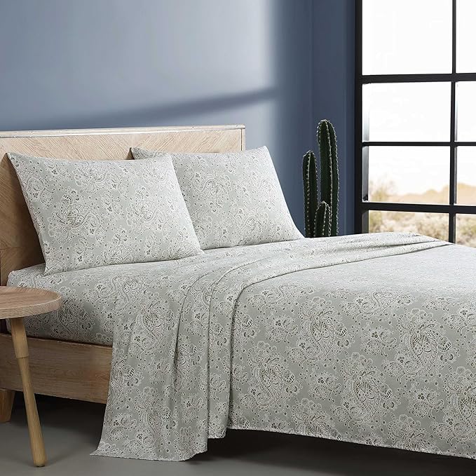 Wrangler - Twin Bed Sheets, Ultra-Soft & Lightweight Bedding with Matching Pillowcase, Lightweight Bed Set for All Season Comfort, Oeko-Tex Certified (Prairieland Paisley Green)