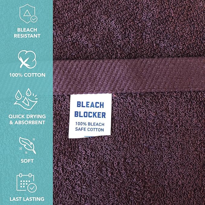 Arkwright Bleach Proof Salon Towels Bulk - Case of 180 - Highly Absorbent, 100% Cotton, Quick Dry Spa Face Towel for Hair Stylist, Barber, Pedicure, and Esthetician, 16 x 27 in, Eggplant