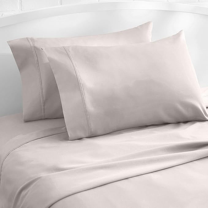 Amazon Basics 400 Thread Count Cotton Pillow Cases, King, Set of 2, Stone Gray, 40" L x 20" W, Pillows Not Included
