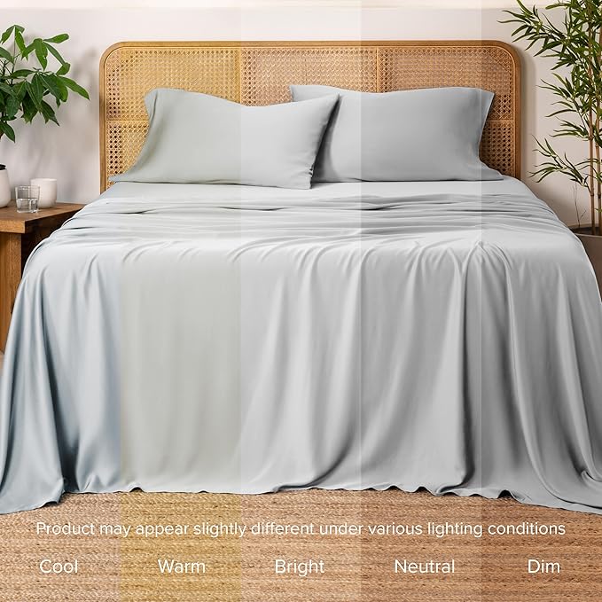 Bare Home 100% Rayon Made from Bamboo Twin XL Sheet Set - 3 Piece Bedding Set - Deep Pockets - Breathable - Easy Fit - Bedding Sheets & Pillowcases (Twin XL, Cloud Grey)