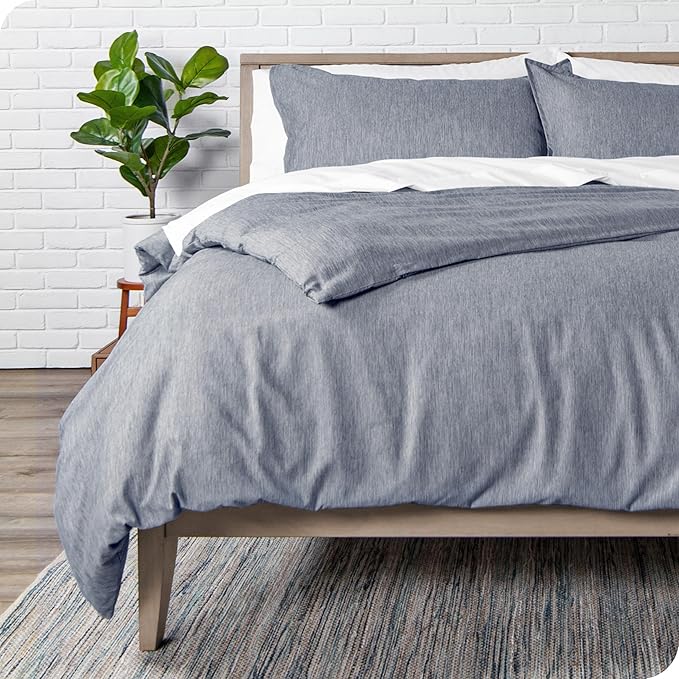 Bare Home Bedding Duvet Cover Oversized King Size - Premium 1800 Super Soft Collection - Lightweight, Soft Textured Duvet Cover (Oversized King, Heathered Midnight Blue)