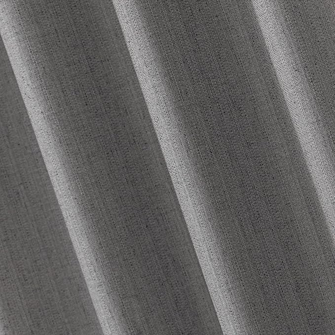 Amazon Basics Faux Linen Blackout Curtains for Bedroom and Living Room, 2-Piece Set with Grommets, 42" W x 63" L, Grey