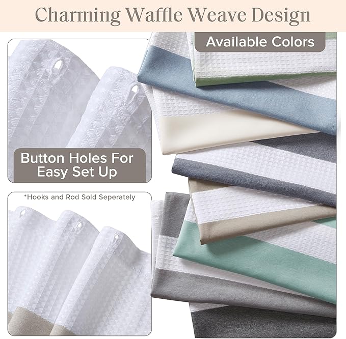Madison Park Spa Waffle Shower Curtain Pieced Fabric with 3M Scotchgard Moisture Management Modern Home Bathroom Decorations, Stall 54"x78", Taupe