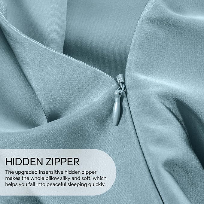 INFIIXSO Mulberry Silk Pillowcase for Hair and Skin, Silk Pillow Cases King Size with Hidden Zipper 20x40 Inches, Extraordinary Smooth and Soft Cooling Pillow Cases for Hot Sleepers(Airy blue, 1 Pack)