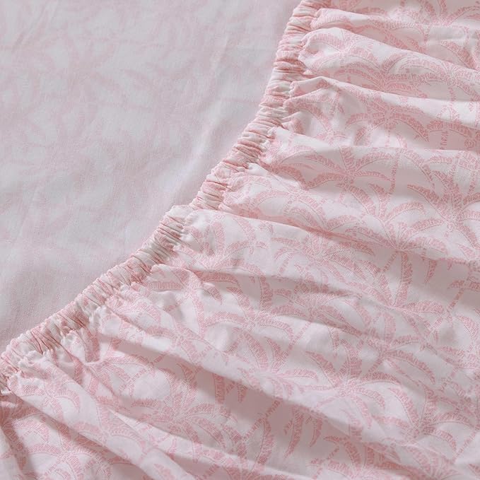 Tommy Bahama - King Sheets, Organic Cotton Coastal Bedding Set, Softens with Each Wash, 200 Thread Count (Lovely Palms Pink, King)
