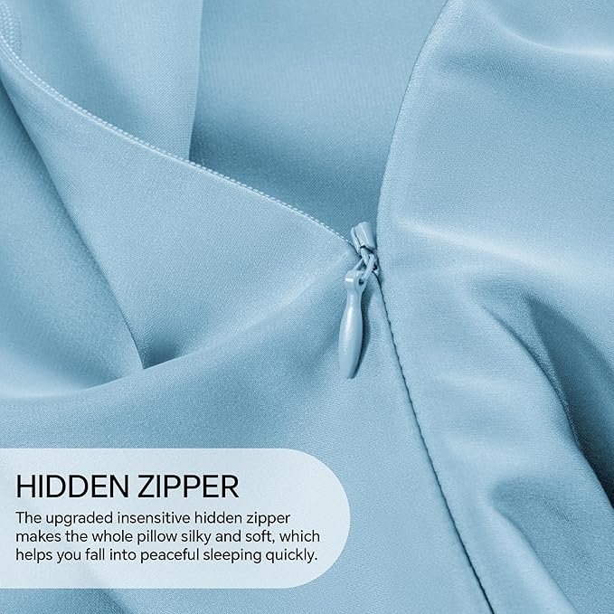 INFIIXSO Body Pillow Cover with Zipper, Luxury Mulberry Silk Body Pillow Case 20x54 Inches, Ultra Smooth and Soft Cooling Long Pillowcase, Gift for Women, Men(Light Blue)