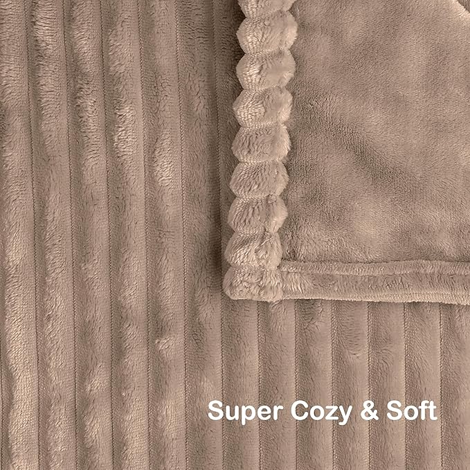 Electric Heated Blanket Queen Size 84"x 90", Dual Control, Soft Comfortable Warming Striped with 10 Heating Levels & 1-12 Hours Auto Off, Machine Washable, Camel