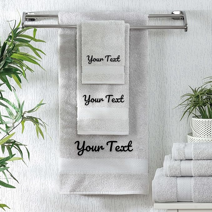 Personalized Towels - Customized Turkish Cotton Towel Set, Monogrammed Towels with Initials, Name & Embroidery, Idea for Weddings, Bridal Showers, Anniversaries, Housewarming, New Home