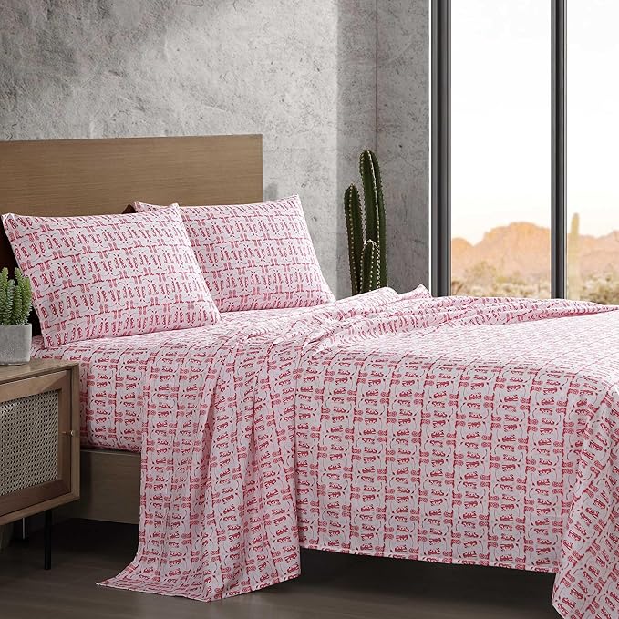 Wrangler - Twin Bed Sheets, Ultra-Soft & Lightweight Bedding with Matching Pillowcase, Lightweight Bed Set for All Season Comfort, Oeko-Tex Certified (Knockin Boots Pink)