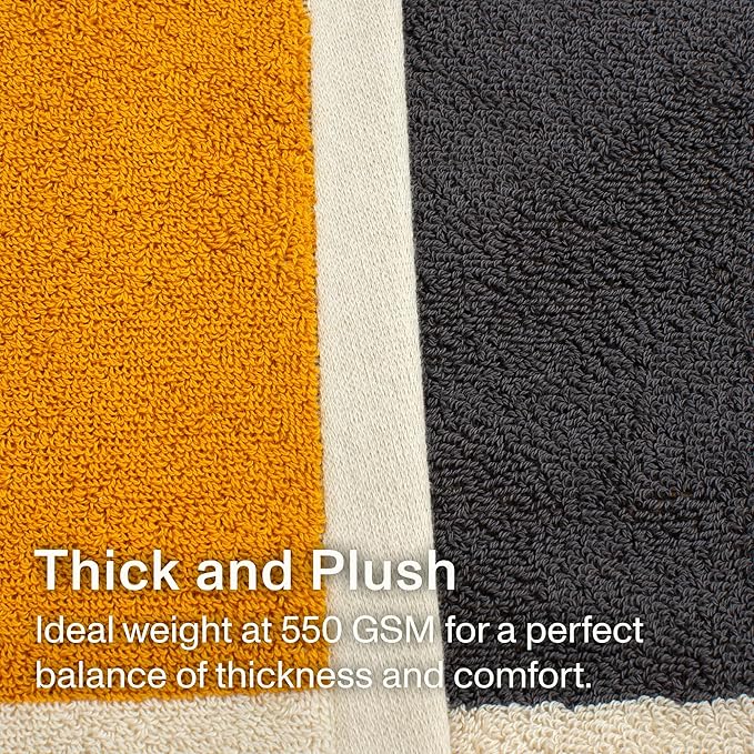 Towels - Ultra Soft, Thick and Plush, Reversible - 2 PC Luxury Bath Sheets (35"x 70"), 550 GSM,100% Combed Cotton, Made in Portugal, Perfect for Home and Bathroom,Amber Charcoal-Janus