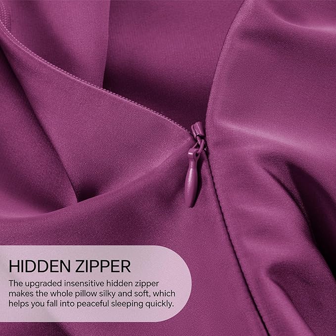 INFIIXSO Mulberry Silk Pillowcase for Hair and Skin, Silk Pillow Cases Standard Size with Hidden Zipper 20x26 Inches, Ultra Smooth and Soft Cooling Pillow Cases for Hot Sleepers(Purple, 1 Pack)