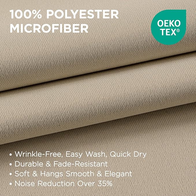 Joydeco Blackout Curtains 84 Inch Length 2 Panels Set, Thermal Insulated Long Curtains& Drapes 2 Burg, Room Darkening Grommet Drapes for Living Room Bedroom Window (W52 x L84 Inch, Light Beige)