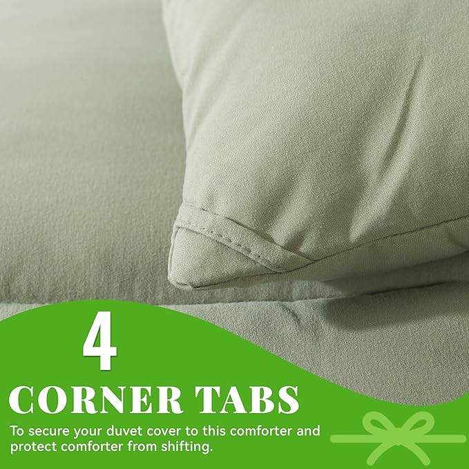 Cosybay Down Alternative Comforter (Sage Green, Twin) - All Season Soft Quilted Twin Size Bed Comforter - Duvet Insert with Corner Tabs -Winter Summer Warm Fluffy, 64x88 inches
