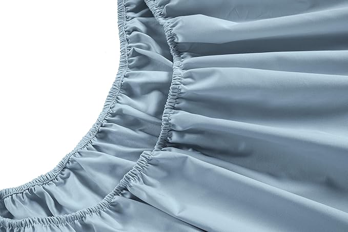 LANE LINEN Queen Bed Sheets - Pemium 450 Thread Count Long Staple 100% Cotton Sheets Queen Size Bed Set, Hotel Luxury Sateen Finish, 15" Deep Pocket Fitted Sheet, Cool & Durable - French Blue