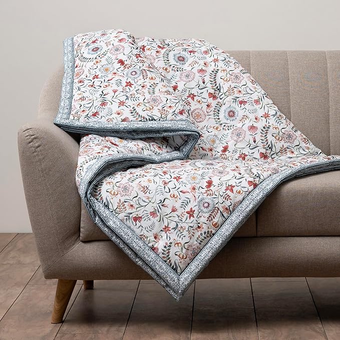 Maison d' Hermine Throw Blanket for Couch Lightweight Soft Warm Breathable Cotton Throw Blankets for Bed Girls Boys Women Men Gifts Sofa Travel Living Room Chair Bedding (50"x60", Nellore)