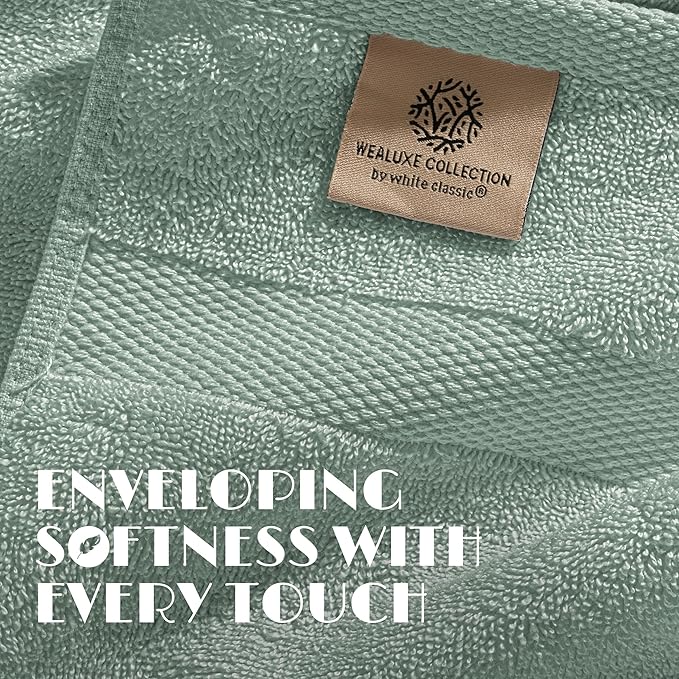 White Classic Luxury Soft Bath Sheet Towels - 650 GSM Cotton Luxury Towels Extra Large 35x70 | Highly Absorbent and Quick Dry | Hotel Quality, Green, 2 Pack