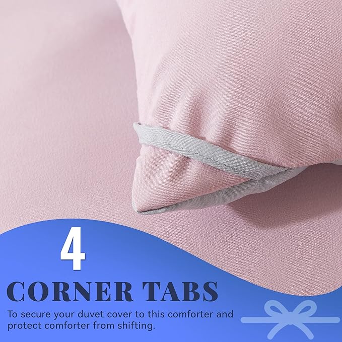 Cosybay Down Alternative Comforter (Pink/Light Grey, Full) - All Season Soft Quilted Full Size Bed Comforter - Duvet Insert with Corner Tabs - Winter Summer Warm Fluffy, 82x86inches