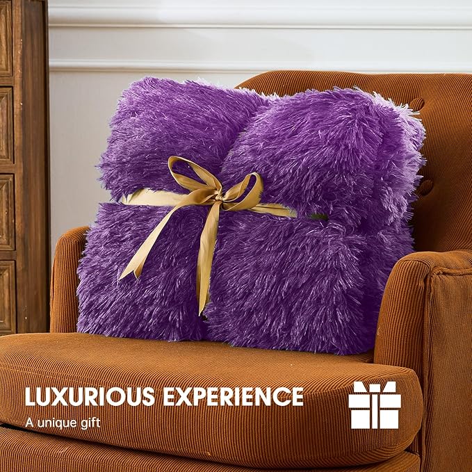 Heated Electric Blanket Queen,Warm Winter Birthday Gifts for Women Her Grandma–Faux Fur with Soft Sherpa,10 Heat Settings,5 Time Settings with Fast Heating, 84x90, Mystic Purple