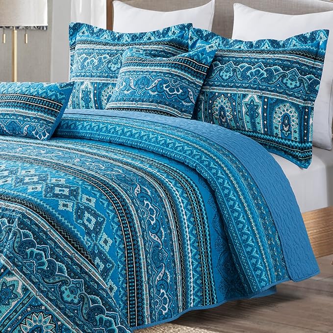 BEDIFANY Cotton California King Size Quilt Sets, Lightweight Overiszed King Bedspread Soft Quilted Reversible Boho Coverlets Set for Bed Decorations for All Seasons, 3 Pieces