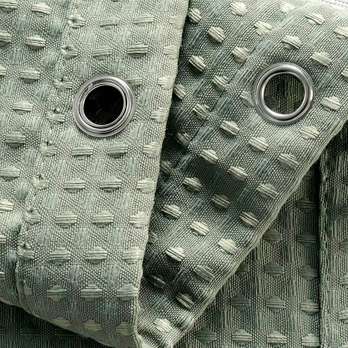 Short Waffle Weave Fabric Shower Curtain 66 inch Long , Hotel Luxury Spa, 230 GSM Heavy Duty, Water Repellent, Machine Washable, Sage Green Pique Pattern Decorative Bathroom Curtain, 71x66