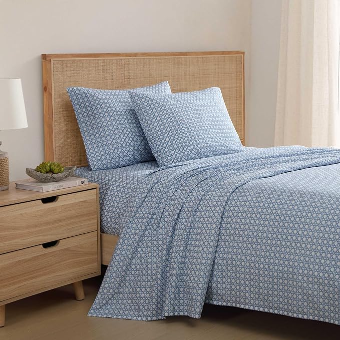 Tommy Bahama - King Bed Sheets, Crisp & Cool Cotton Percale Bedding with Matching Pillowcases, Lightweight Bed Set, Oeko-Tex Certified (Bahama Isle Blue)