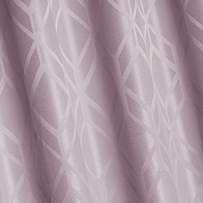 Amazon Basics Jacquard 2-Piece 100% Blackout Curtains, Living Room and Bedroom Drapes, Thermal Insulated Window Treatment, 52"x95", Pink