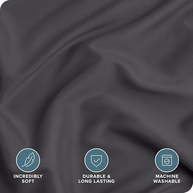 Bare Home Bedding Duvet Cover California King Size - Premium 1800 Super Soft Collection - Lightweight, Cooling - Soft Breathable Bedding Duvet Cover (Cal King, Forged Iron Grey)