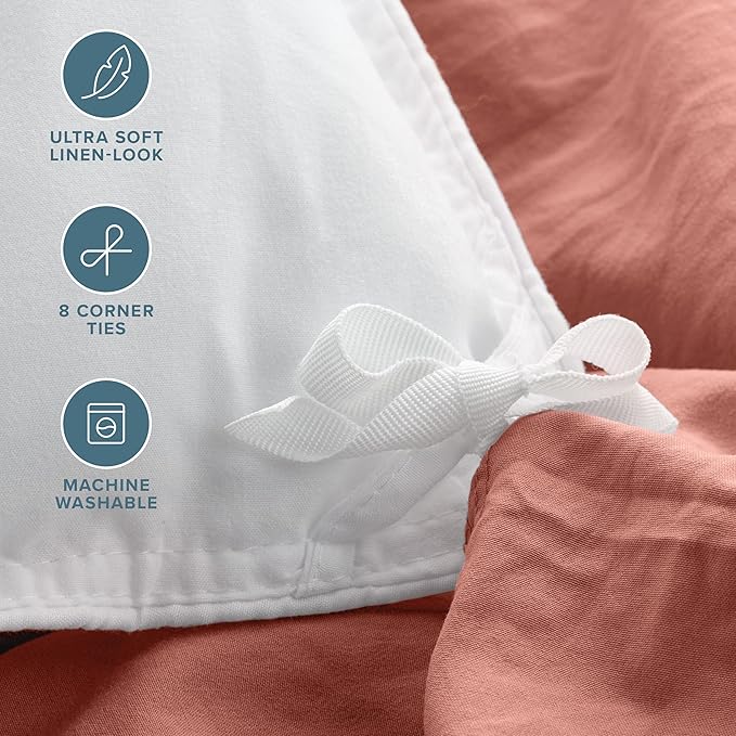 Bare Home Microfiber Duvet Cover Set - Ultra Soft Washed Microfiber - Twin/Twin Extra Long - Linen-Like Look - Easy Care - Breathable Fabric - Our Softest Duvet Cover Set (Twin/Twin XL, Dusty Rose)
